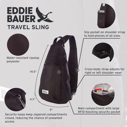 Travel Sling Bag | RFID-Blocking | Security | Lightweight | Crossbody | Vacation | Everyday Carry | Backpack