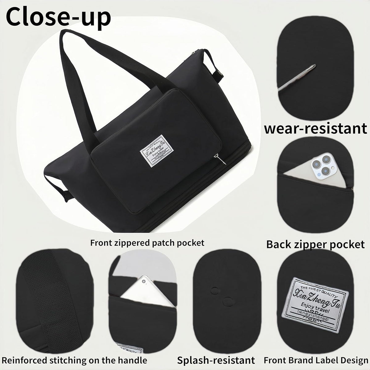 Large Capacity Travel Bag, Foldable Travel Bag, Expandable Travel Duffel Bag,Dry&Wet Separation Sports Duffel Bags Overnight Bag for Women and Man (Black)
