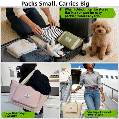 Large Capacity Travel Bag, Foldable Travel Bag, Expandable Travel Duffel Bag,Dry&Wet Separation Sports Duffel Bags Overnight Bag for Women and Man (Black)