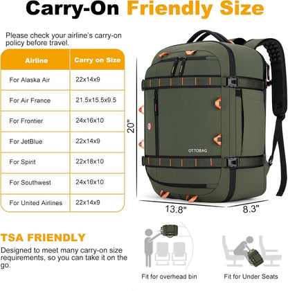 40L Travel Backpack,TSA Approved Carry On Backpack,Business Work Bag with Wet/Dry Compartment, Fits 17.3" Laptop, Duffel Bag for Men Women(Black)