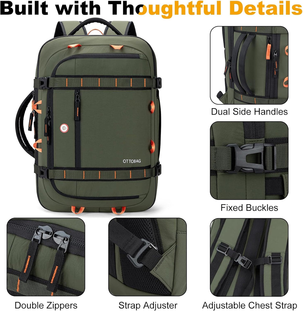 40L Travel Backpack,TSA Approved Carry On Backpack,Business Work Bag with Wet/Dry Compartment, Fits 17.3" Laptop, Duffel Bag for Men Women(Black)