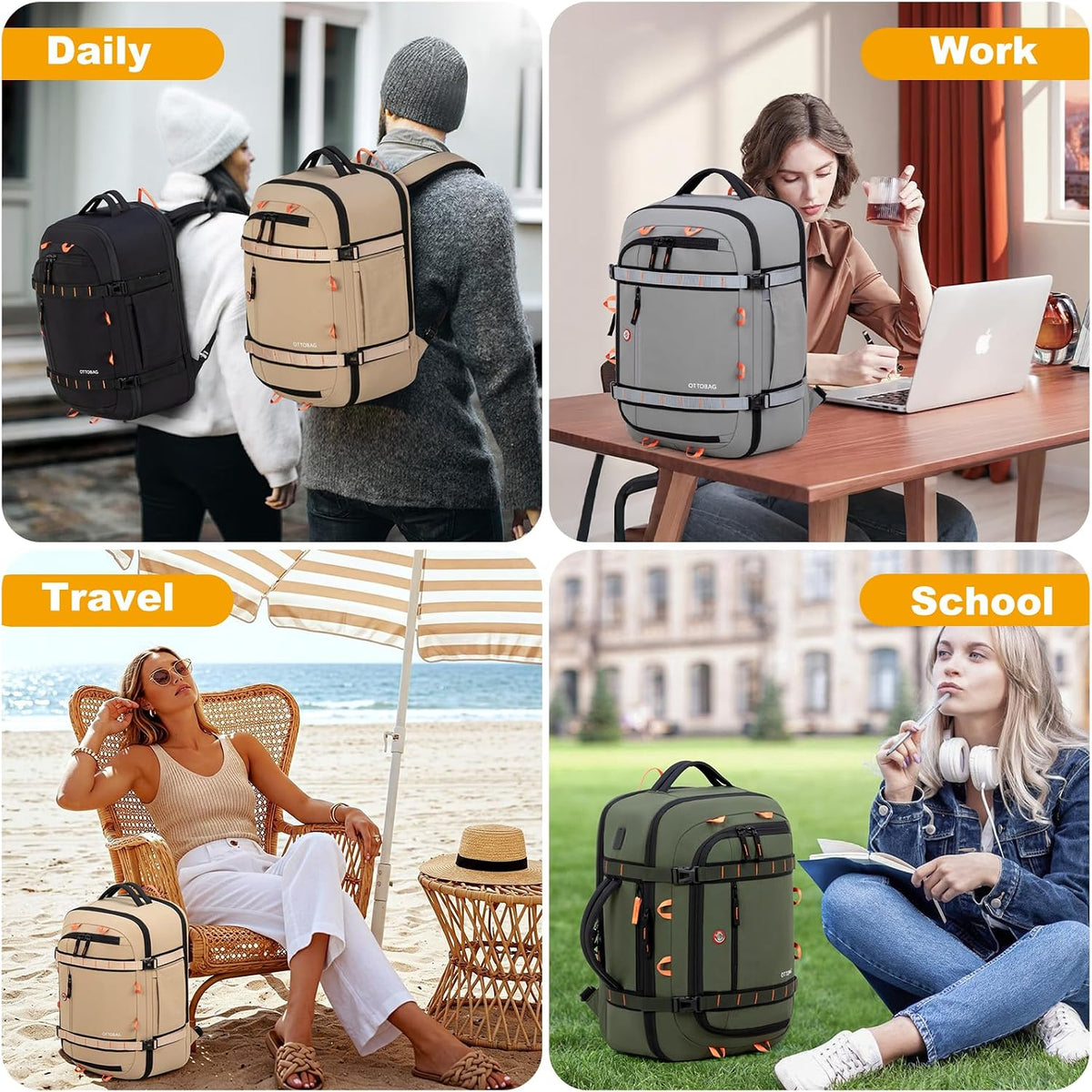 40L Travel Backpack,TSA Approved Carry On Backpack,Business Work Bag with Wet/Dry Compartment, Fits 17.3" Laptop, Duffel Bag for Men Women(Black)