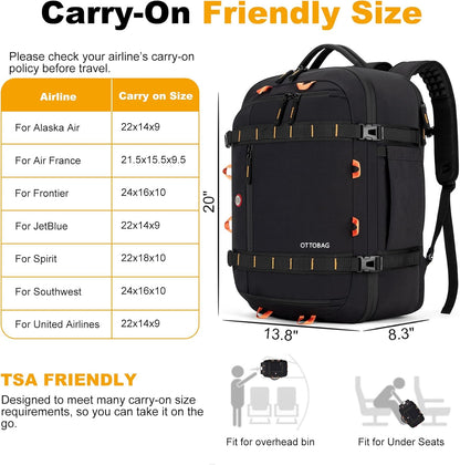 40L Travel Backpack,TSA Approved Carry On Backpack,Business Work Bag with Wet/Dry Compartment, Fits 17.3" Laptop, Duffel Bag for Men Women(Black)