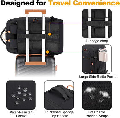 40L Travel Backpack,TSA Approved Carry On Backpack,Business Work Bag with Wet/Dry Compartment, Fits 17.3" Laptop, Duffel Bag for Men Women(Black)