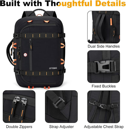 40L Travel Backpack,TSA Approved Carry On Backpack,Business Work Bag with Wet/Dry Compartment, Fits 17.3" Laptop, Duffel Bag for Men Women(Black)