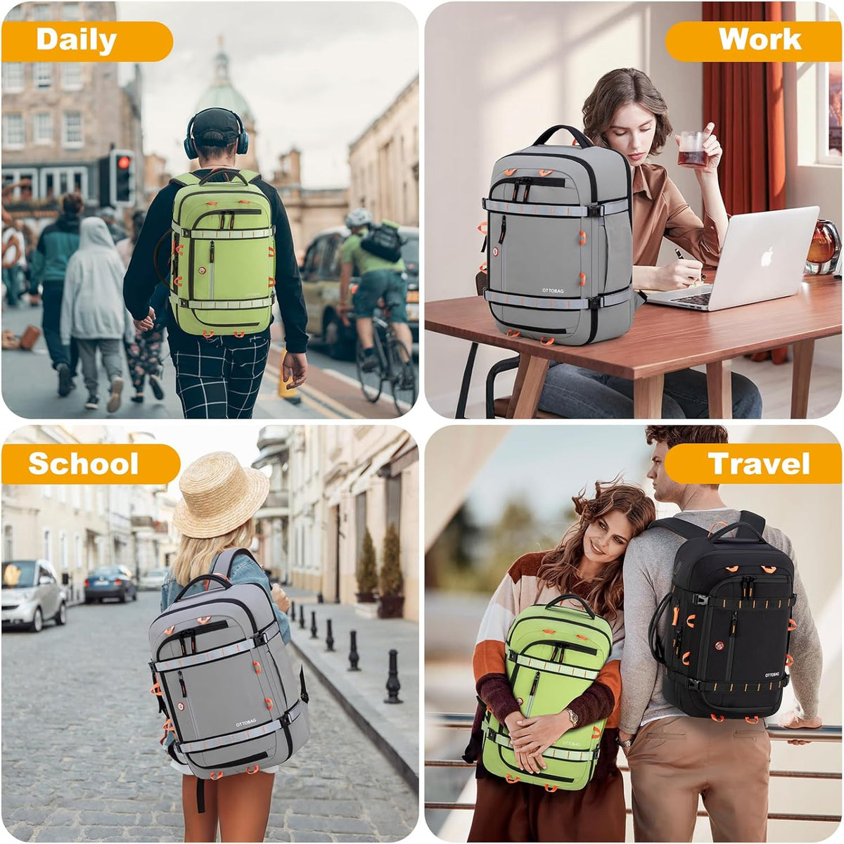 40L Travel Backpack,TSA Approved Carry On Backpack,Business Work Bag with Wet/Dry Compartment, Fits 17.3" Laptop, Duffel Bag for Men Women(Black)