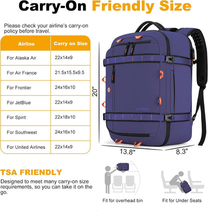 40L Travel Backpack,TSA Approved Carry On Backpack,Business Work Bag with Wet/Dry Compartment, Fits 17.3" Laptop, Duffel Bag for Men Women(Black)