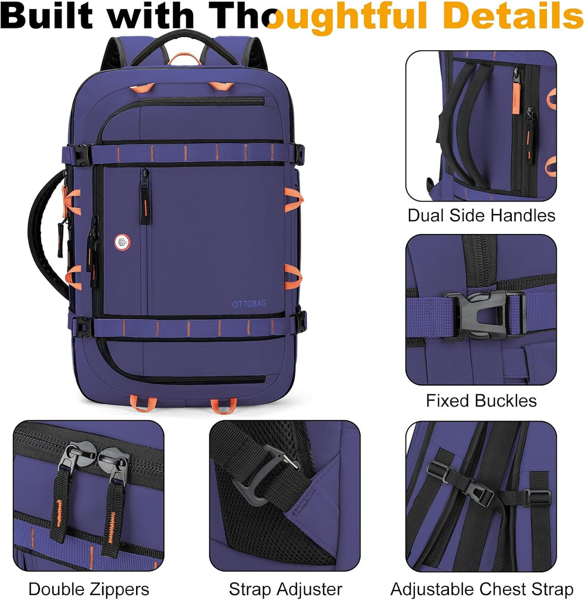 40L Travel Backpack,TSA Approved Carry On Backpack,Business Work Bag with Wet/Dry Compartment, Fits 17.3" Laptop, Duffel Bag for Men Women(Black)