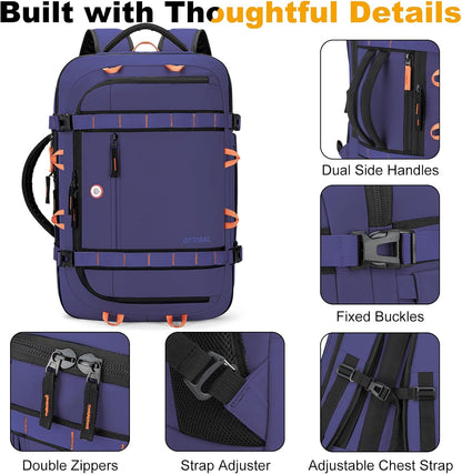40L Travel Backpack,TSA Approved Carry On Backpack,Business Work Bag with Wet/Dry Compartment, Fits 17.3" Laptop, Duffel Bag for Men Women(Black)