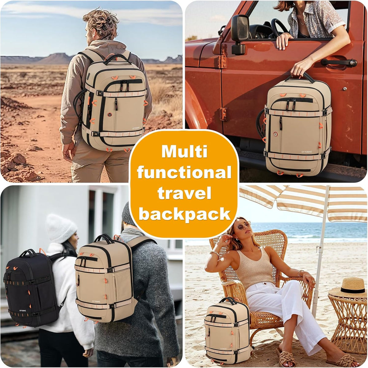 40L Travel Backpack,TSA Approved Carry On Backpack,Business Work Bag with Wet/Dry Compartment, Fits 17.3" Laptop, Duffel Bag for Men Women(Black)