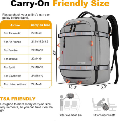 40L Travel Backpack,TSA Approved Carry On Backpack,Business Work Bag with Wet/Dry Compartment, Fits 17.3" Laptop, Duffel Bag for Men Women(Black)