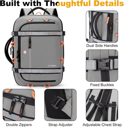 40L Travel Backpack,TSA Approved Carry On Backpack,Business Work Bag with Wet/Dry Compartment, Fits 17.3" Laptop, Duffel Bag for Men Women(Black)