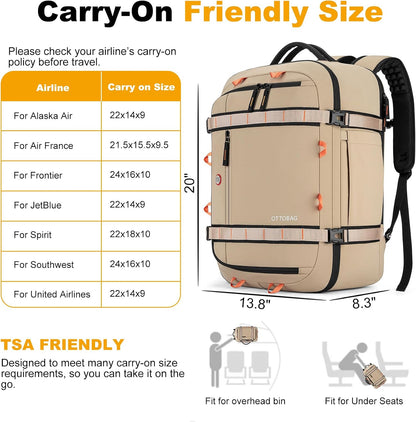 40L Travel Backpack,TSA Approved Carry On Backpack,Business Work Bag with Wet/Dry Compartment, Fits 17.3" Laptop, Duffel Bag for Men Women(Black)