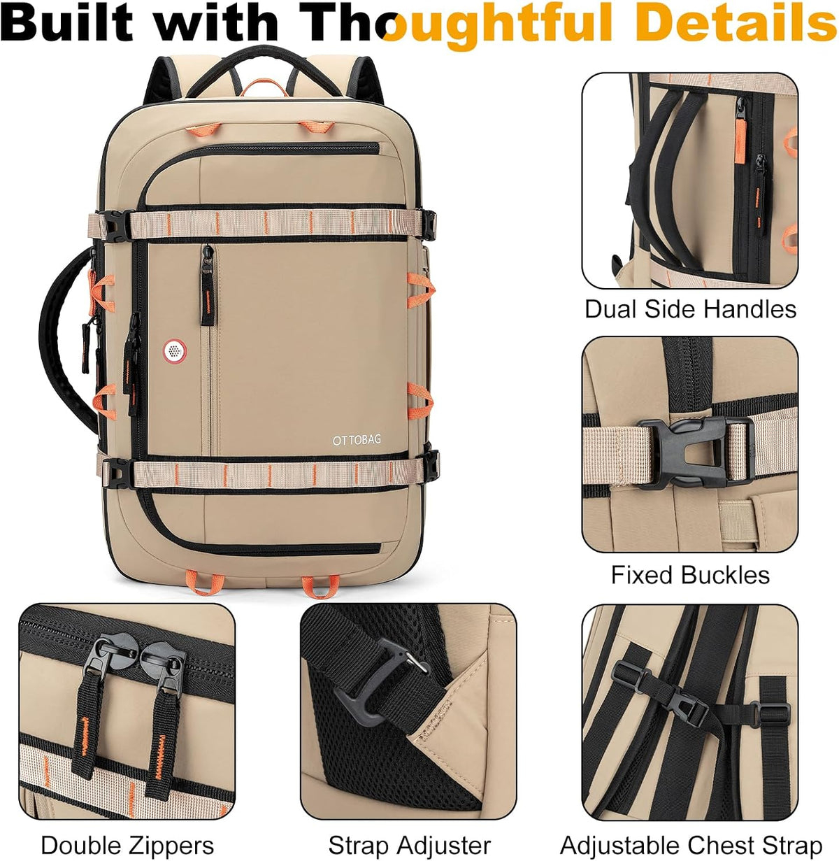 40L Travel Backpack,TSA Approved Carry On Backpack,Business Work Bag with Wet/Dry Compartment, Fits 17.3" Laptop, Duffel Bag for Men Women(Black)