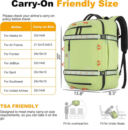 40L Travel Backpack,TSA Approved Carry On Backpack,Business Work Bag with Wet/Dry Compartment, Fits 17.3" Laptop, Duffel Bag for Men Women(Black)
