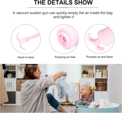 Vacuum Storage Pouches Set with Hand Pump, Medium 80x60cm and Small 60x40cm Quilt Compression Bags, Thickened Waterproof Vacuum Seal Bags for Home Clothing and Bedding Organization
