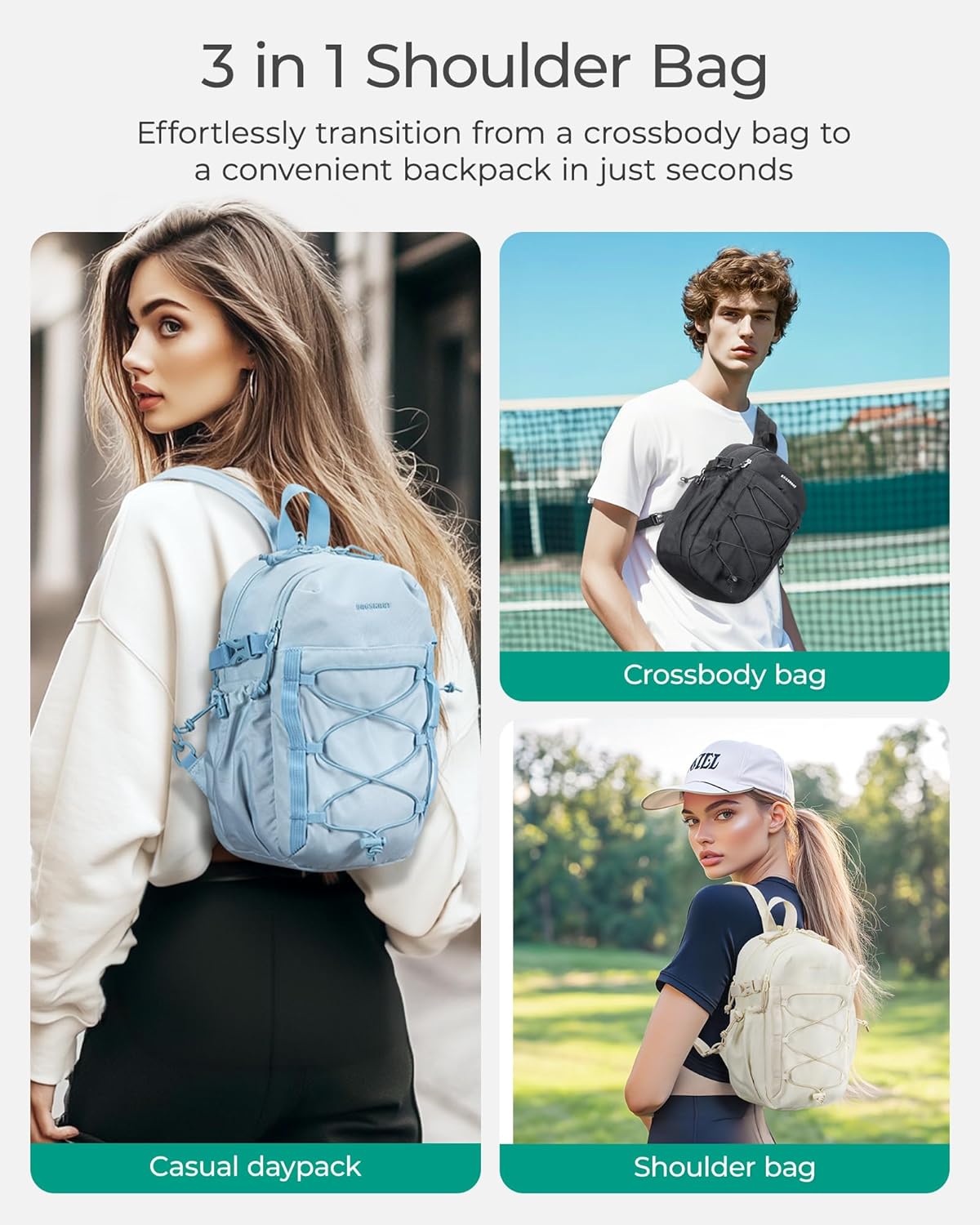 Small Crossbody Sling Bag, Crossbody Daypack, Chest Shoulder Bag Hiking Small Backpack for Casual Travel Sport