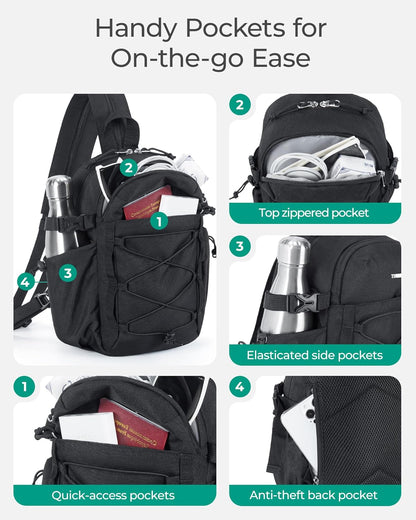 Small Crossbody Sling Bag, Crossbody Daypack, Chest Shoulder Bag Hiking Small Backpack for Casual Travel Sport