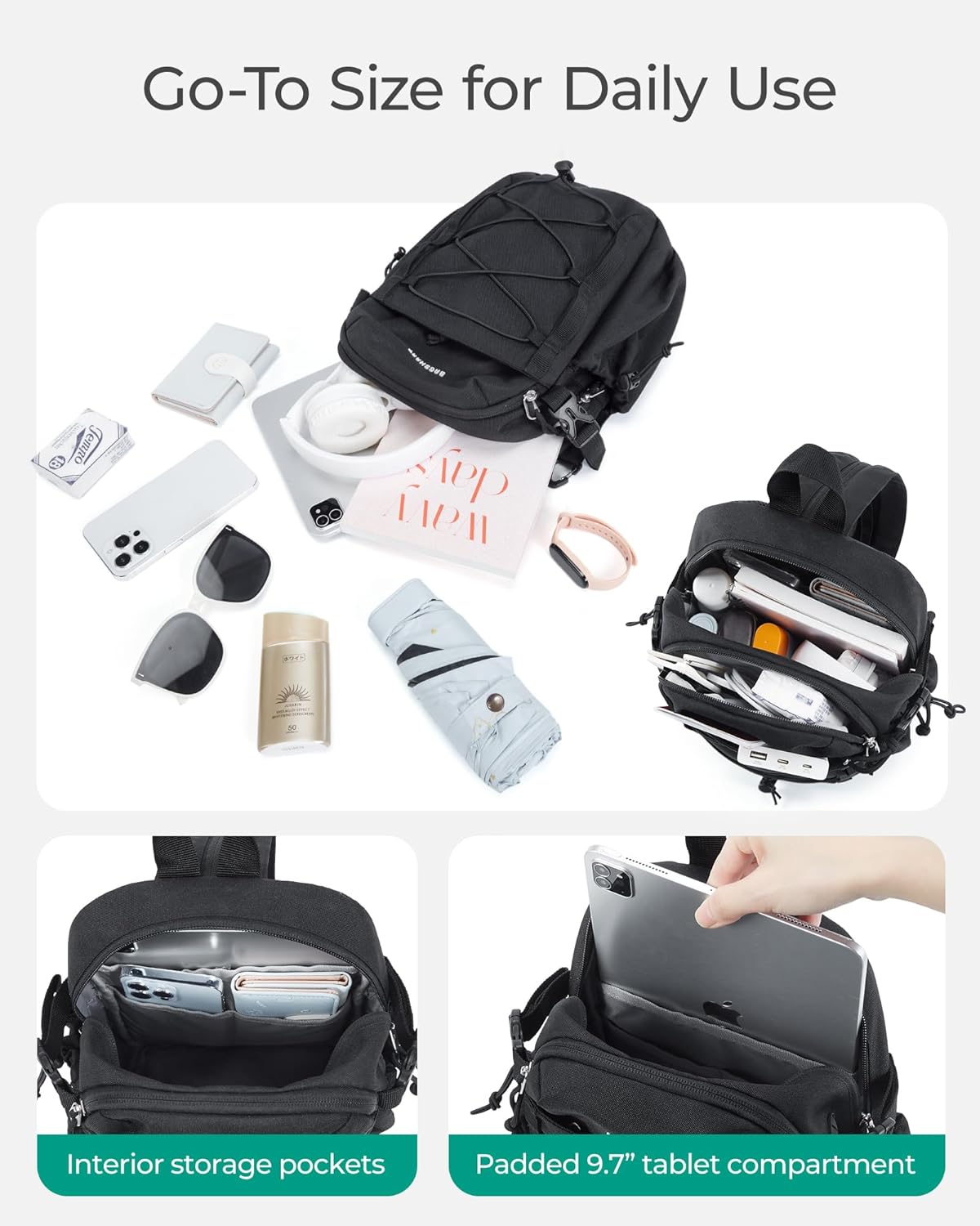 Small Crossbody Sling Bag, Crossbody Daypack, Chest Shoulder Bag Hiking Small Backpack for Casual Travel Sport