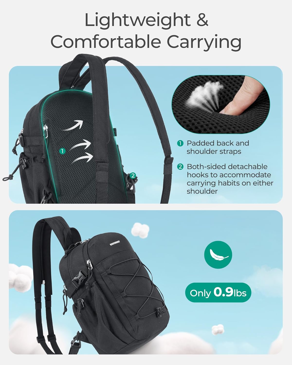 Small Crossbody Sling Bag, Crossbody Daypack, Chest Shoulder Bag Hiking Small Backpack for Casual Travel Sport
