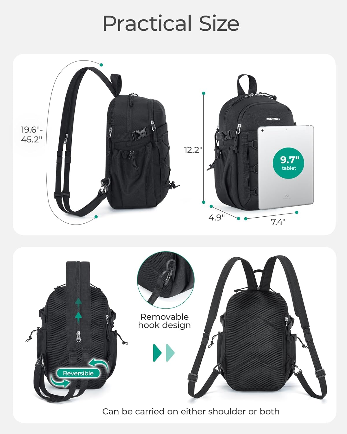 Small Crossbody Sling Bag, Crossbody Daypack, Chest Shoulder Bag Hiking Small Backpack for Casual Travel Sport