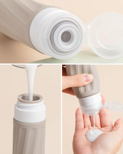 Travel Bottles for Toiletries 8 Pack, Travel Size Toiletries, Tsa Approved Travel Size Containers 3oz, with Travel Essentials Clear Bag, Leak Proof Silicone Squeezable Creams Jars