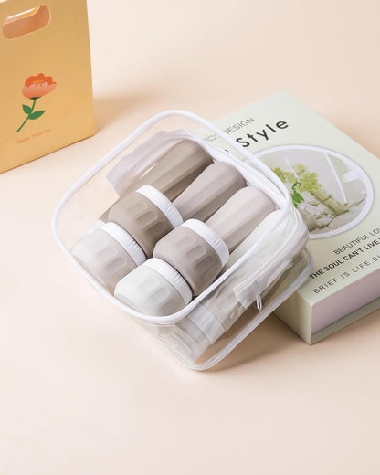 Travel Bottles for Toiletries 8 Pack, Travel Size Toiletries, Tsa Approved Travel Size Containers 3oz, with Travel Essentials Clear Bag, Leak Proof Silicone Squeezable Creams Jars