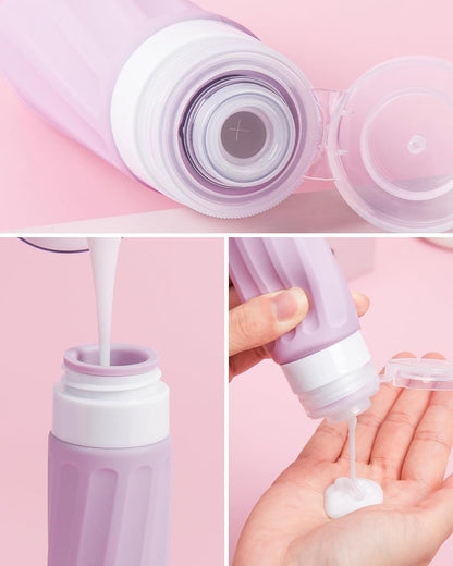 Travel Bottles for Toiletries 8 Pack, Travel Size Toiletries, Tsa Approved Travel Size Containers 3oz, with Travel Essentials Clear Bag, Leak Proof Silicone Squeezable Creams Jars