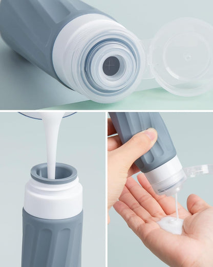 Travel Bottles for Toiletries 8 Pack, Travel Size Toiletries, Tsa Approved Travel Size Containers 3oz, with Travel Essentials Clear Bag, Leak Proof Silicone Squeezable Creams Jars
