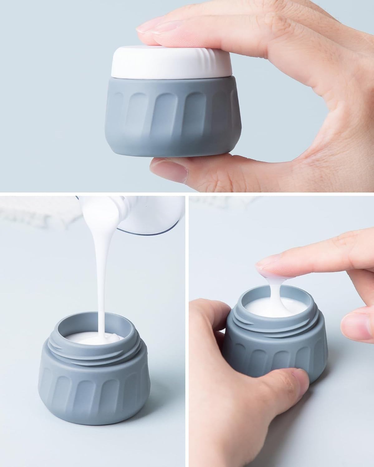 Travel Bottles for Toiletries 8 Pack, Travel Size Toiletries, Tsa Approved Travel Size Containers 3oz, with Travel Essentials Clear Bag, Leak Proof Silicone Squeezable Creams Jars