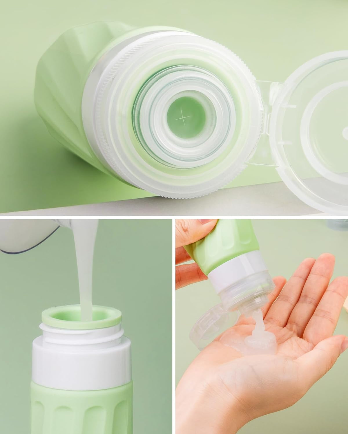 Travel Bottles for Toiletries 8 Pack, Travel Size Toiletries, Tsa Approved Travel Size Containers 3oz, with Travel Essentials Clear Bag, Leak Proof Silicone Squeezable Creams Jars