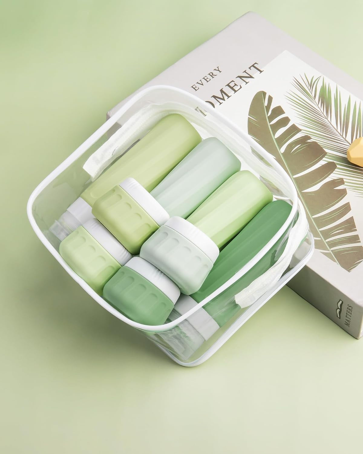 Travel Bottles for Toiletries 8 Pack, Travel Size Toiletries, Tsa Approved Travel Size Containers 3oz, with Travel Essentials Clear Bag, Leak Proof Silicone Squeezable Creams Jars