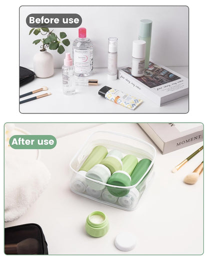 Travel Bottles for Toiletries 8 Pack, Travel Size Toiletries, Tsa Approved Travel Size Containers 3oz, with Travel Essentials Clear Bag, Leak Proof Silicone Squeezable Creams Jars