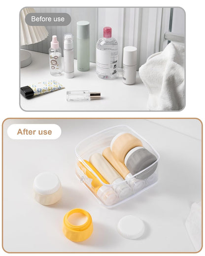 Travel Bottles for Toiletries 8 Pack, Travel Size Toiletries, Tsa Approved Travel Size Containers 3oz, with Travel Essentials Clear Bag, Leak Proof Silicone Squeezable Creams Jars