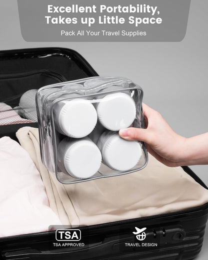 Travel Bottles for Toiletries 8 Pack, Travel Size Toiletries, Tsa Approved Travel Size Containers 3oz, with Travel Essentials Clear Bag, Leak Proof Silicone Squeezable Creams Jars