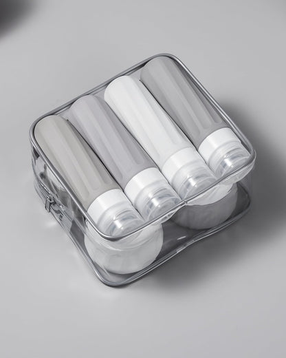 Travel Bottles for Toiletries 8 Pack, Travel Size Toiletries, Tsa Approved Travel Size Containers 3oz, with Travel Essentials Clear Bag, Leak Proof Silicone Squeezable Creams Jars