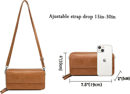 Lanyani RFID Crossbody Wallet Wristlet Purse with Phone Pocket For Women Vegan Leather - Colors A