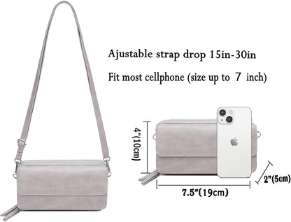 Lanyani RFID Crossbody Wallet Wristlet Purse with Phone Pocket For Women Vegan Leather - Colors A