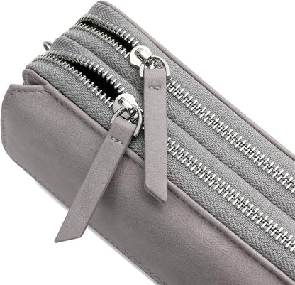 Lanyani RFID Crossbody Wallet Wristlet Purse with Phone Pocket For Women Vegan Leather - Colors A