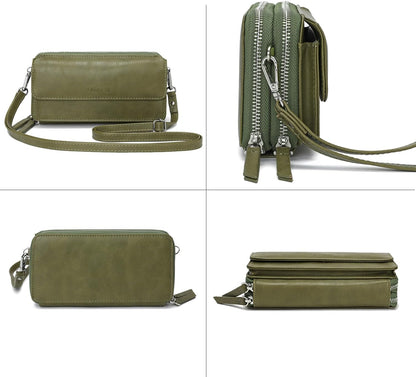 Lanyani RFID Crossbody Wallet Wristlet Purse with Phone Pocket For Women Vegan Leather - Colors A