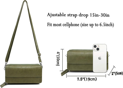 Lanyani RFID Crossbody Wallet Wristlet Purse with Phone Pocket For Women Vegan Leather - Colors A