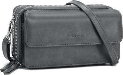 Lanyani RFID Crossbody Wallet Wristlet Purse with Phone Pocket For Women Vegan Leather - Colors A