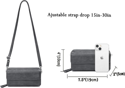 Lanyani RFID Crossbody Wallet Wristlet Purse with Phone Pocket For Women Vegan Leather - Colors A