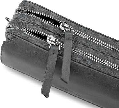 Lanyani RFID Crossbody Wallet Wristlet Purse with Phone Pocket For Women Vegan Leather - Colors A