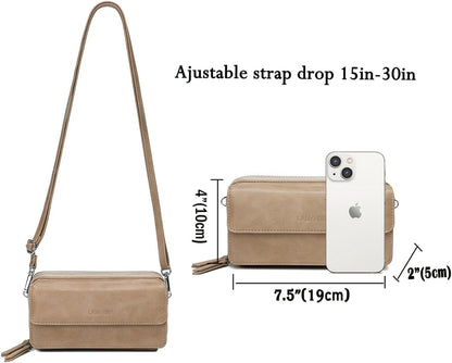 Lanyani RFID Crossbody Wallet Wristlet Purse with Phone Pocket For Women Vegan Leather - Colors A