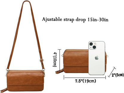 Lanyani RFID Crossbody Wallet Wristlet Purse with Phone Pocket For Women Vegan Leather - Colors A