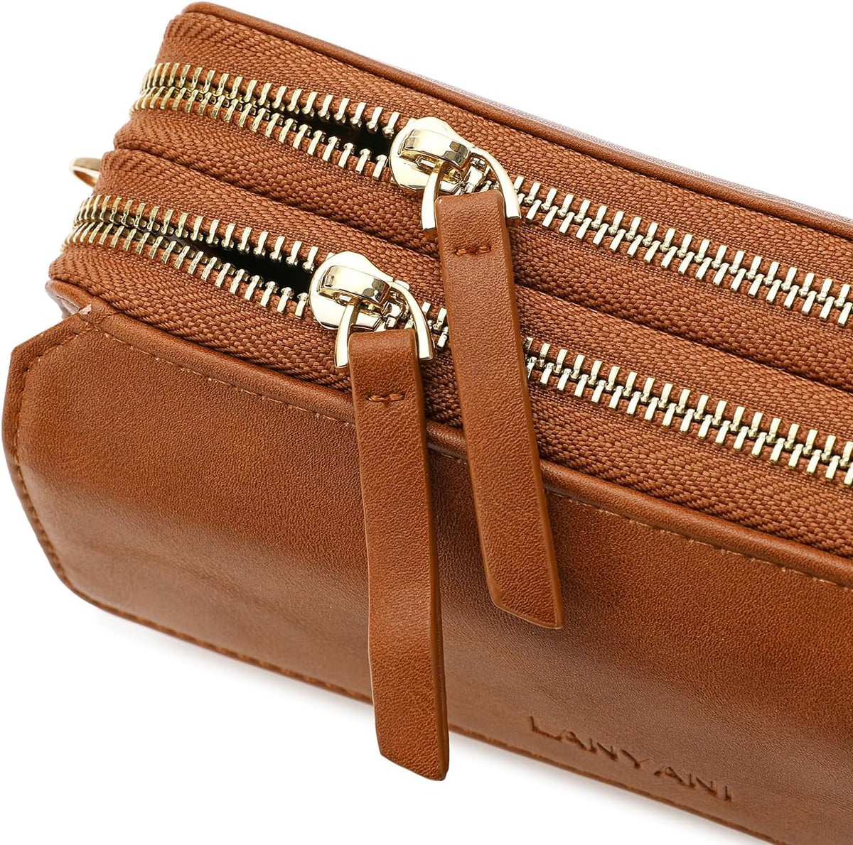 Lanyani RFID Crossbody Wallet Wristlet Purse with Phone Pocket For Women Vegan Leather - Colors A