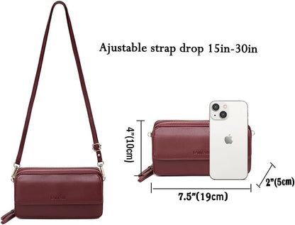 Lanyani RFID Crossbody Wallet Wristlet Purse with Phone Pocket For Women Vegan Leather - Colors A