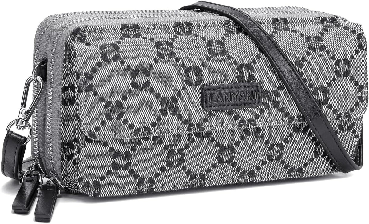 Lanyani RFID Crossbody Wallet Wristlet Purse with Phone Pocket For Women Vegan Leather - Colors A