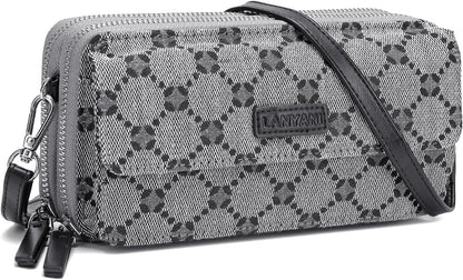 Lanyani RFID Crossbody Wallet Wristlet Purse with Phone Pocket For Women Vegan Leather - Colors A